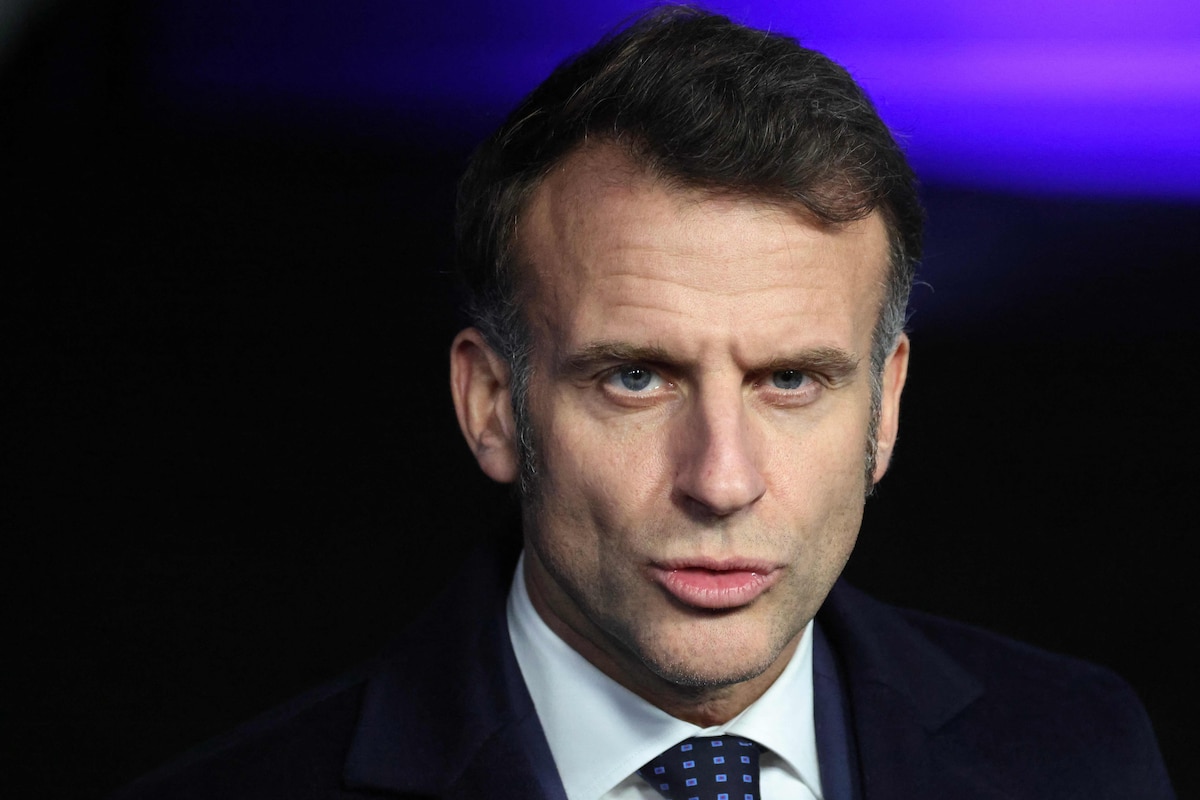 France's President Emmanuel Macron addresses the media as he leaves after attending the Informal EU Leaders' Retreat at the Alden Biesen Castle, in Rijkhoven on February 12, 2026. (Photo by Ludovic MARIN / AFP)