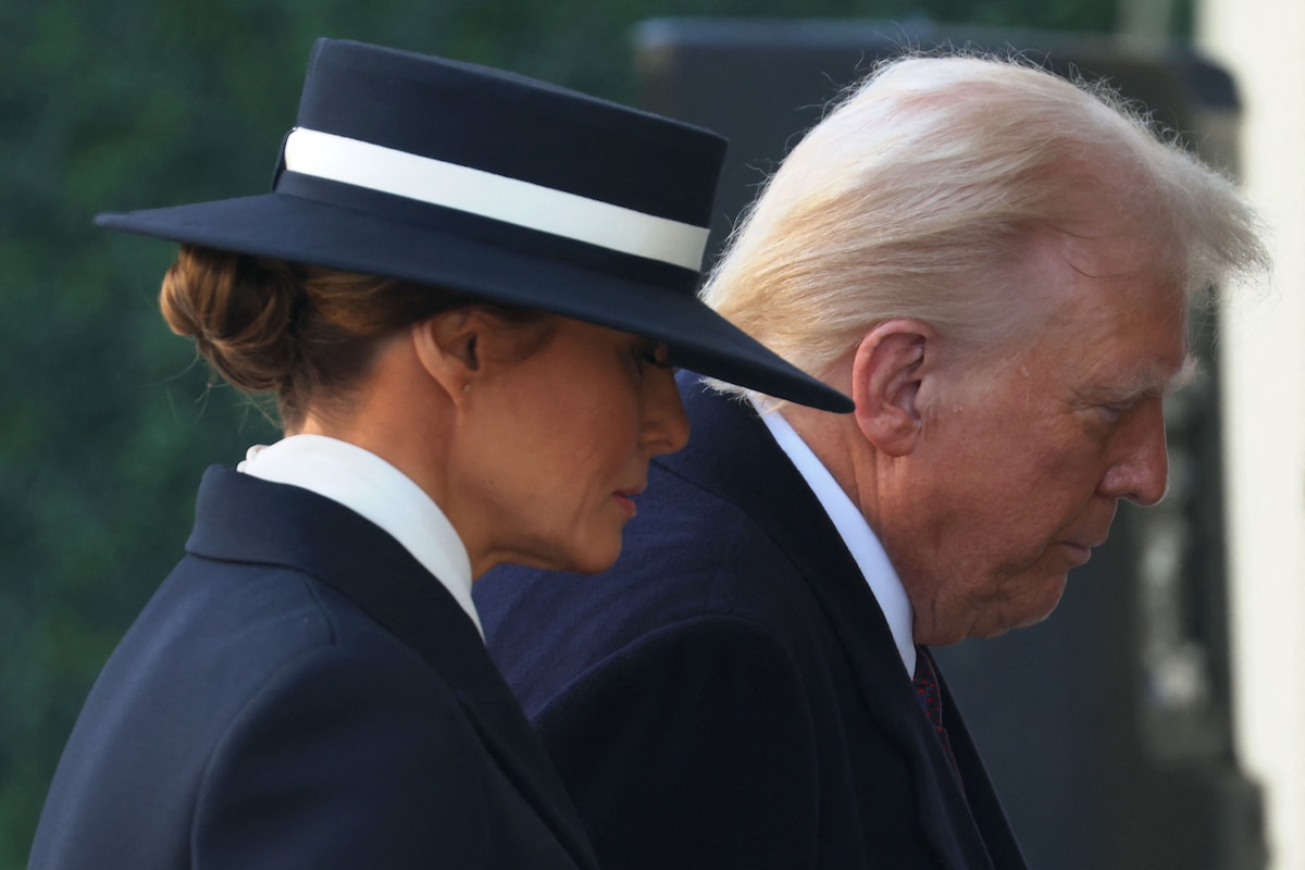 WASHINGTON, DC - JANUARY 20: Melania Trump and U.S. President-elect Donald Trump arrive for services at St. John's Church as part of Inauguration ceremonies on January 20, 2025 in Washington, DC. Donald Trump takes office for his second term as the 47th president of the United States. Scott Olson/Getty Images/AFP (Photo by SCOTT OLSON / GETTY IMAGES NORTH AMERICA / Getty Images via AFP)