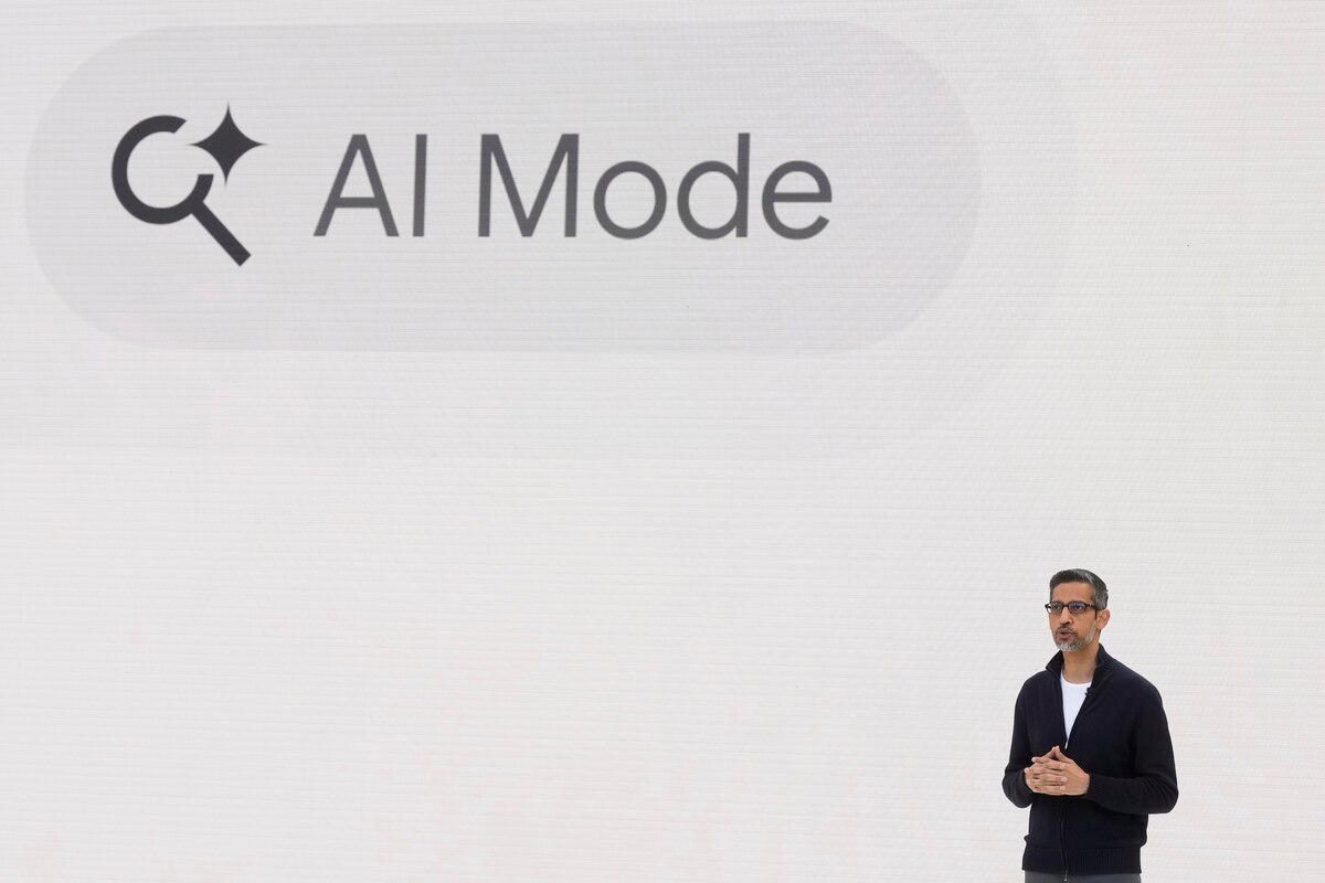 Alphabet CEO Sundar Pichai speaks at a Google I/O event in Mountain View, Calif., Tuesday, May 20, 2025. (AP Photo/Jeff Chiu)