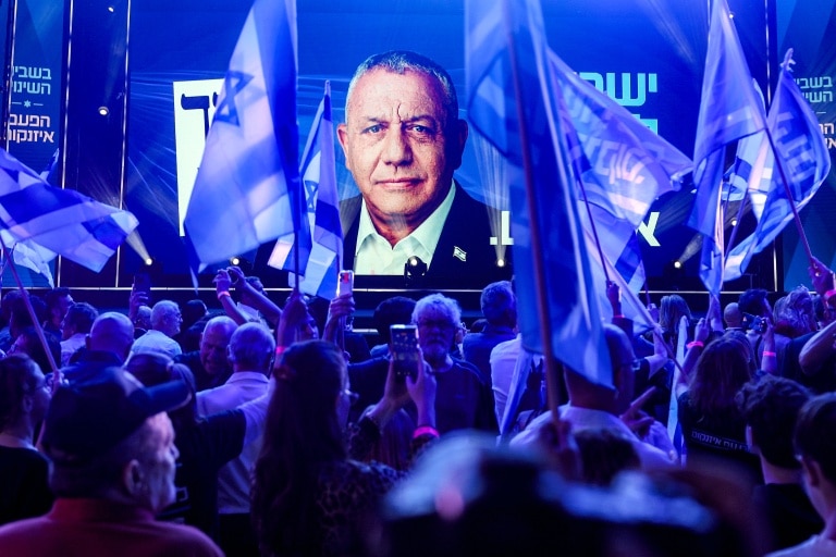 <p>Un meeting de Gadi Eisenkot, à Tel Aviv, le 25 octobre 2026</p>