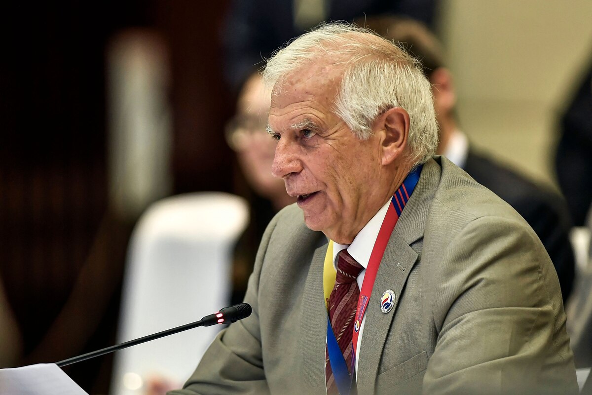 High Representative of the European Union for Foreign Affairs and Security Policy Josep Borrell speaks during the ASEAN Post Ministerial Conference with the European Union (EU) at the 57th Association of Southeast Asian Nations (ASEAN) Foreign Ministers' Meeting in Vientiane on July 26, 2024. (Photo by Sai Aung MAIN / AFP)