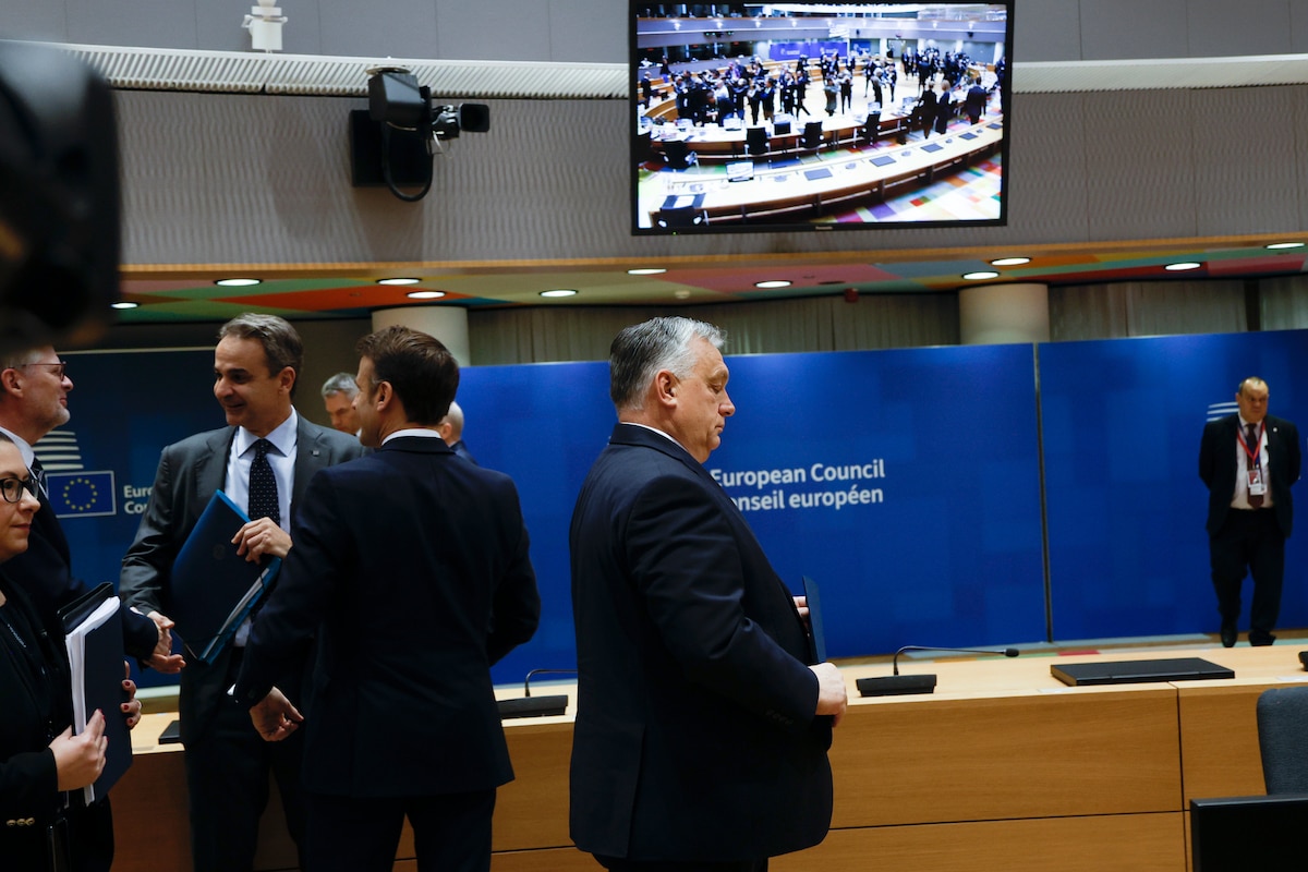 Hungary's Prime Minister Viktor Orban, center, arrives for a round table meeting at an EU summit in Brussels, Thursday, Dec. 14, 2023. European Union leaders, in a two-day summit will discuss the latest developments in Russia's war of aggression against Ukraine and continued EU support for Ukraine and its people. (AP Photo/Omar Havana)