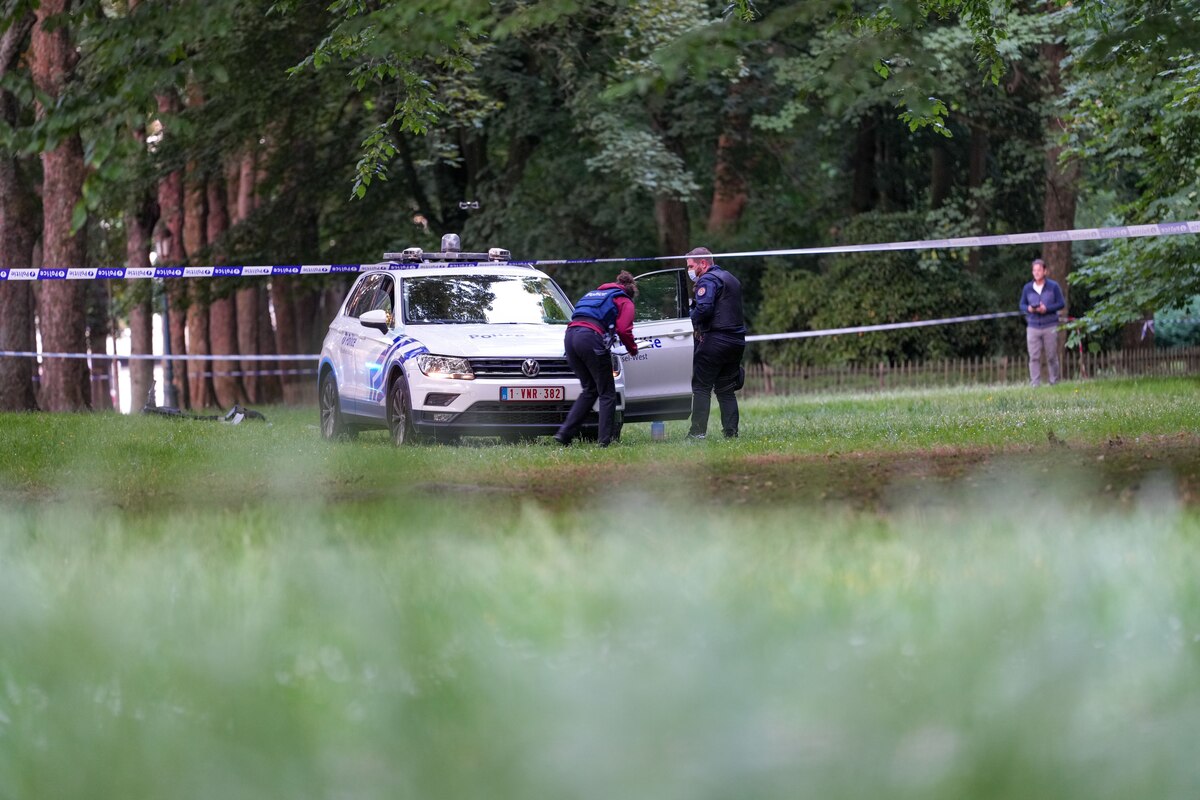 Scientific police is seen at the area where a 12-year-old died after falling off a scooter, in Elisabeth Park, Brussels, on Monday 02 June 2025.
BELGA PHOTO MARIUS BURGELMAN