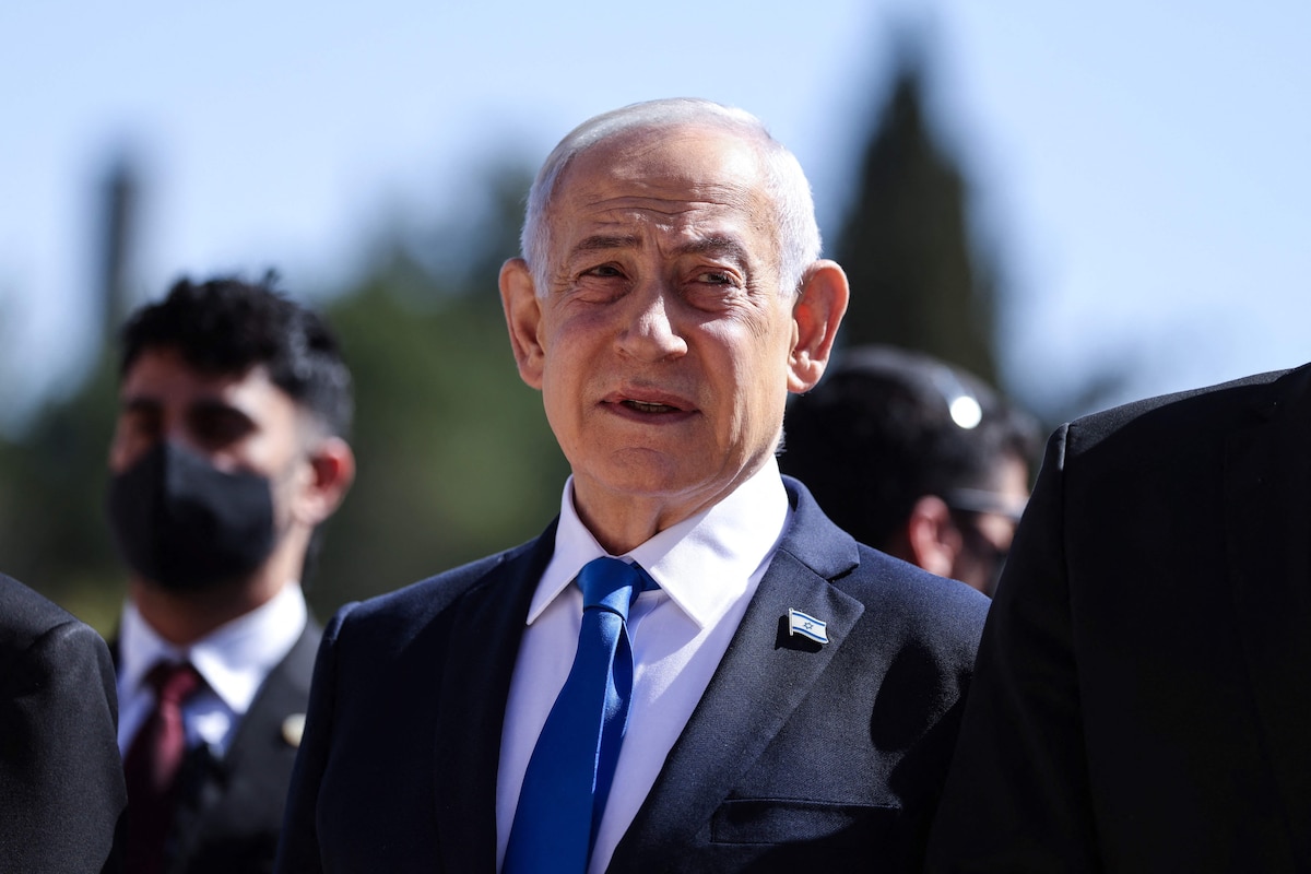 (FILES) Israel�s Prime Minister Benjamin Netanyahu attends a wreath-laying ceremony marking the annual Holocaust Remembrance Day at the Yad Vashem Holocaust Memorial Museum in Jerusalem on April 14, 2026. Netanyahu on August 9, 2026 rejected a US-led Gaza plan endorsed by Hamas, putting distance between himself and President Donald Trump as he tries to shore up his base ahead of close elections. (Photo by Ilia YEFIMOVICH / AFP)