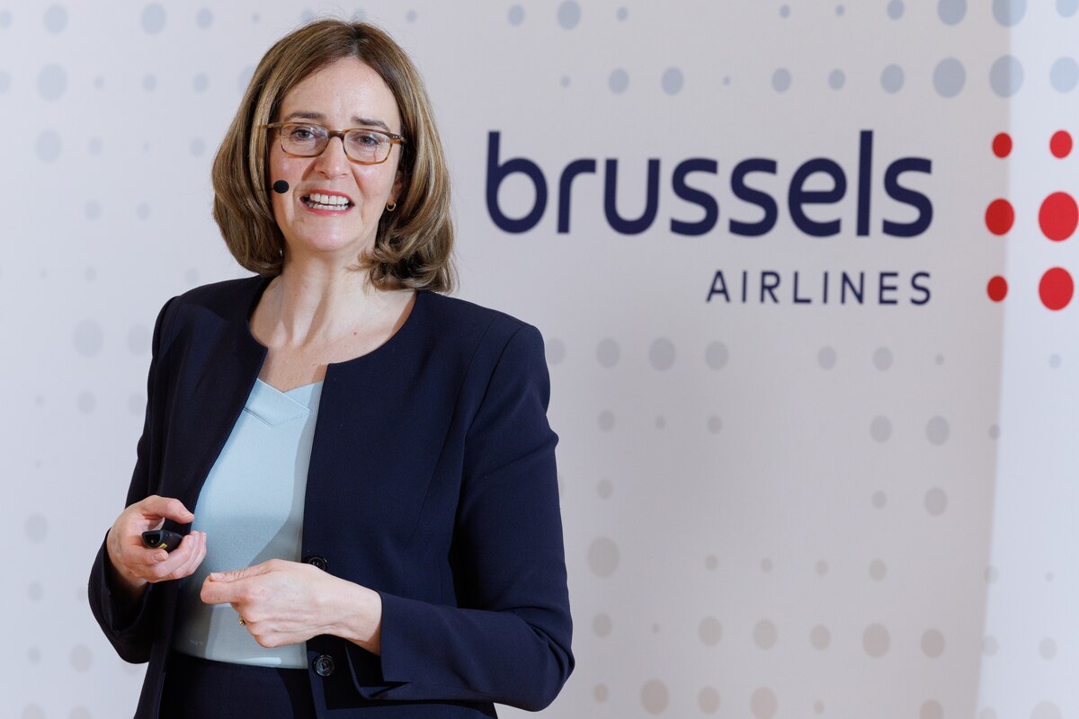 Brussels Airlines CEO Dorothea von Boxberg pictured during a press meeting of aviation company Brussels Airlines to present the 2023 results, Thursday 07 March 2024 in Diegem. BELGA PHOTO BENOIT DOPPAGNE