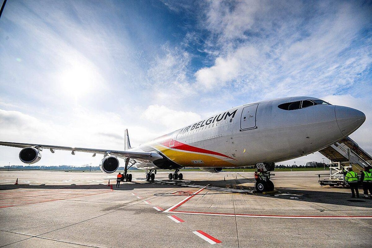 Illustration picture shows the arrival of the first plane of Air Belgium at Charleroi Airport, Friday 13 April 2018, in Gosselies, Charleroi. BELGA PHOTO LAURIE DIEFFEMBACQ