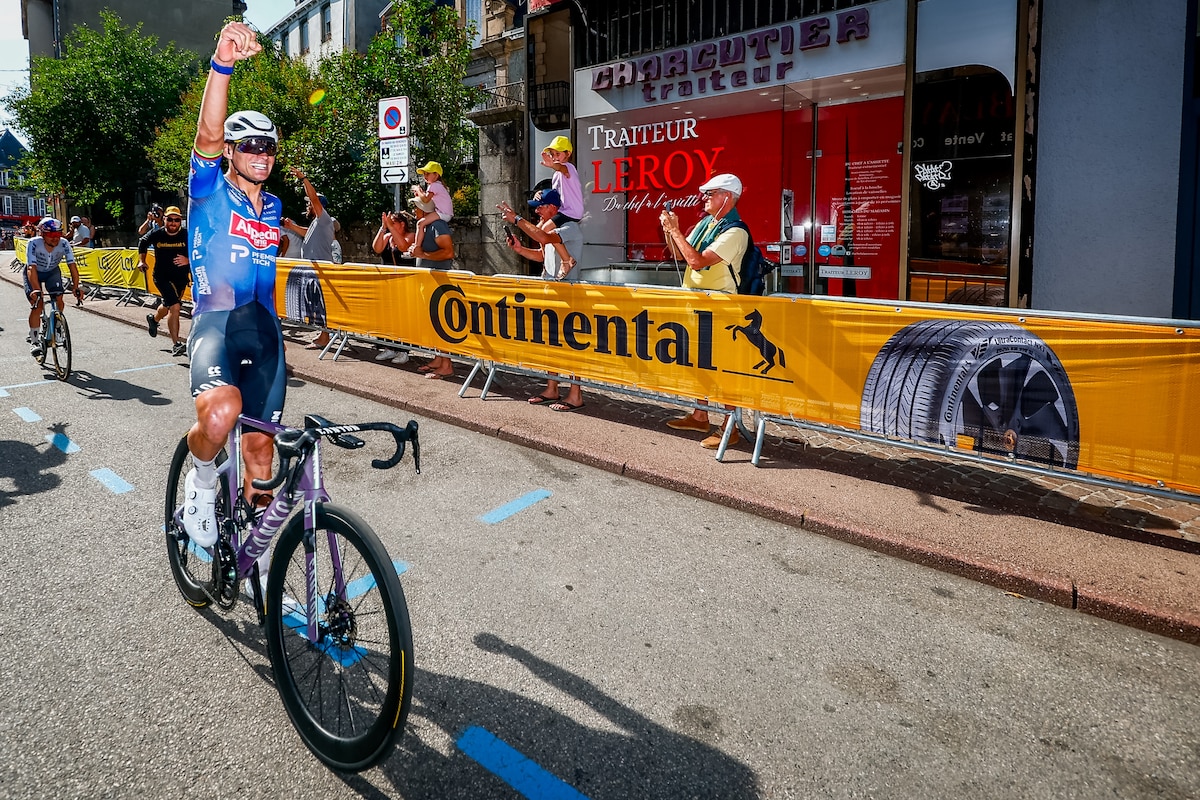 Dutch Mathieu van der Poel of Alpecin-Premier Tech celebrates after winning the stage 9 of the 2026 Tour de France cycling race, a stage of 185km from Malemort to Ussel, on Sunday 12 July 2026. The 113th edition of the Tour de France starts on Saturday 4 July in Barcelona, Spain, and will finish in Paris, France on the 26th of July. BELGA PHOTO POOL LUCA BETTINI