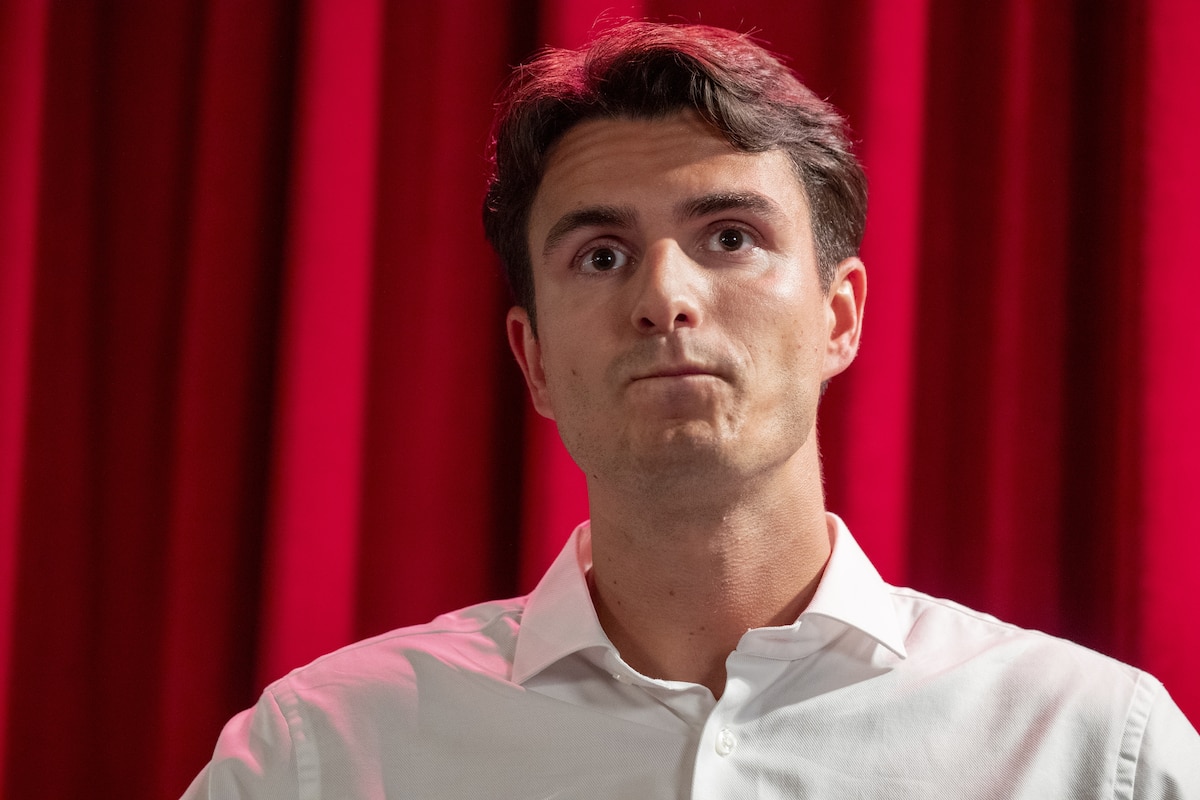 Vooruit's chairman Conner Rousseau pictured during a press conference of Flemish socialist party Vooruit chairman Conner Rousseau Sint-Niklaas, Thursday 05 October 2023. BELGA PHOTO NICOLAS MAETERLINCK