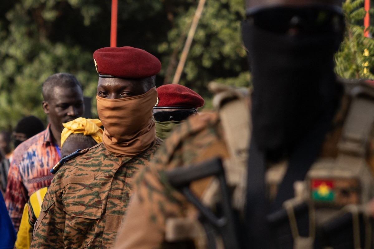 (FILES) Captain Ibrahim Traore, Burkina Faso's new president, leaves the ceremony for the 35th anniversary of Thomas Sankara�s assassination, in Ouagadougou, on October 15, 2022. An attack that killed dozens of civilians and security personnel in north-central Burkina Faso in late August 2024 captures the ruling junta's failure to contain escalating jihadist violence, experts have said.
Junta chief Captain Ibrahim Traore, 36, seized power in the West African country in a 2022 coup, vowing to regain control within the first six months over a nation plagued by jihadist armed groups.
Thousands have died and about two million have been displaced by fighting that has raged on since 2015, when an insurgency spilled over to Burkina Faso from neighbouring Mali.
Yet two years on, the Burkinabe leader has largely fallen short of his promise. (Photo by OLYMPIA DE MAISMONT / AFP)